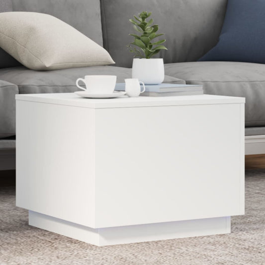 Tavolino da Salotto con Luci LED Bianco 50x50x40 cm | homemem39