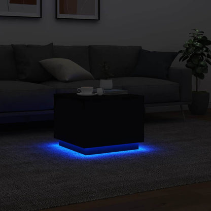 Tavolino da Salotto con Luci LED Nero 50x50x40 cm | homemem39