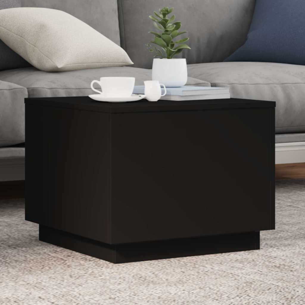 Tavolino da Salotto con Luci LED Nero 50x50x40 cm | homemem39