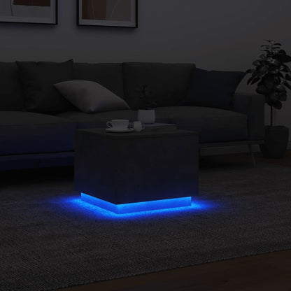 Tavolino da Salotto con Luci LED Grigio Cemento 50x50x40 cm | homemem39