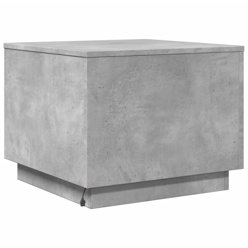 Tavolino da Salotto con Luci LED Grigio Cemento 50x50x40 cm | homemem39