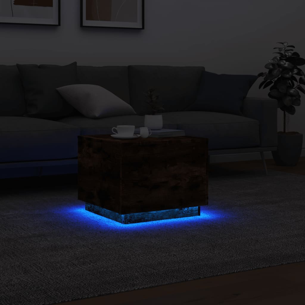 Tavolino da Soggiorno con Luci LED Rovere Sonoma 50x50x40 cm | homemem39