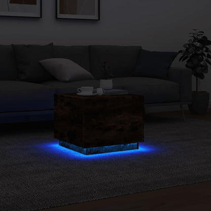 Tavolino da Soggiorno con Luci LED Rovere Sonoma 50x50x40 cm | homemem39