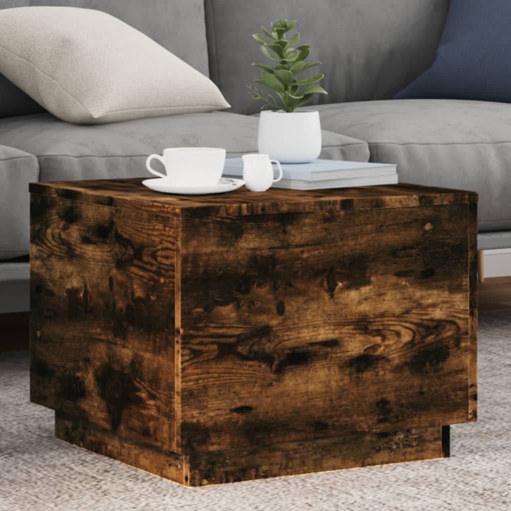 Tavolino da Soggiorno con Luci LED Rovere Sonoma 50x50x40 cm | homemem39