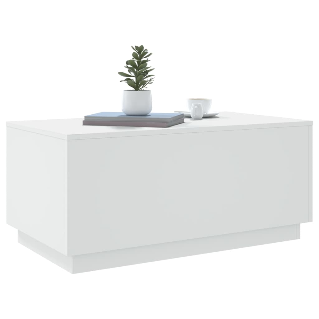 Tavolino da Soggiorno con Luci LED Bianco 90x50x40 cm | homemem39