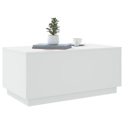 Tavolino da Soggiorno con Luci LED Bianco 90x50x40 cm | homemem39