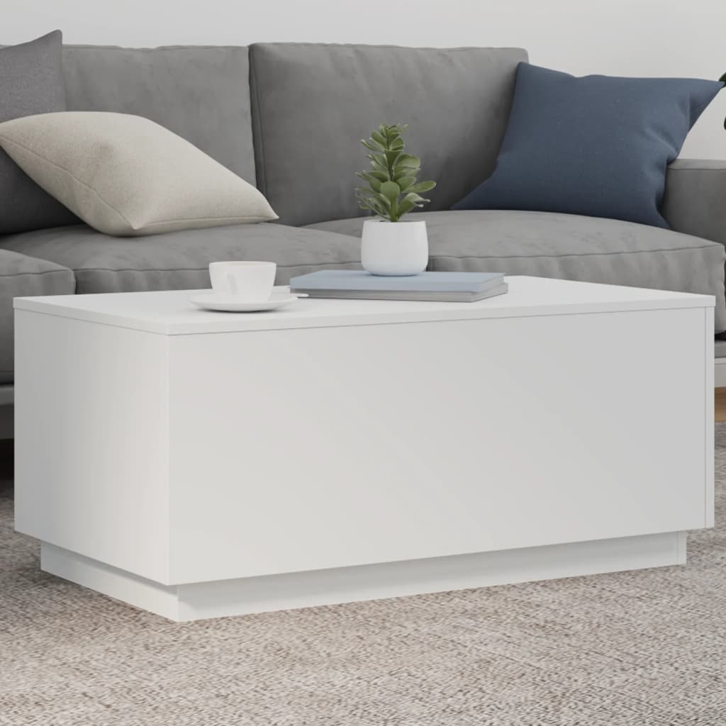 Tavolino da Soggiorno con Luci LED Bianco 90x50x40 cm | homemem39