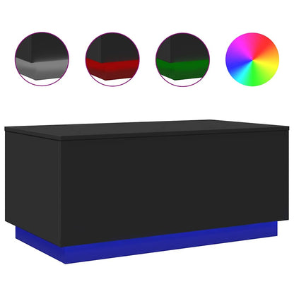 Tavolino da Soggiorno con Luci LED Nero 90x50x40 cm | homemem39