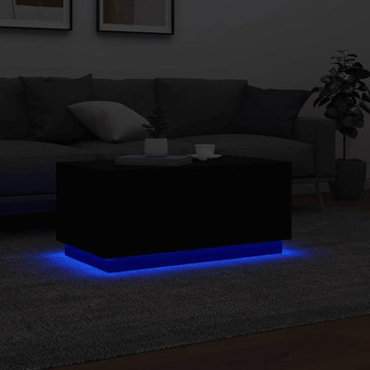 Tavolino da Soggiorno con Luci LED Nero 90x50x40 cm | homemem39