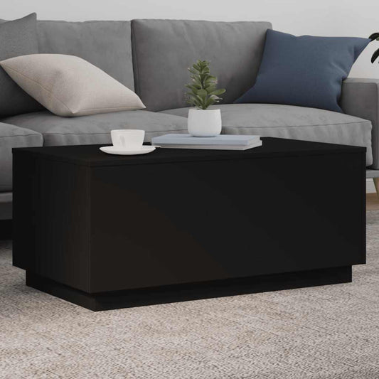 Tavolino da Soggiorno con Luci LED Nero 90x50x40 cm | homemem39
