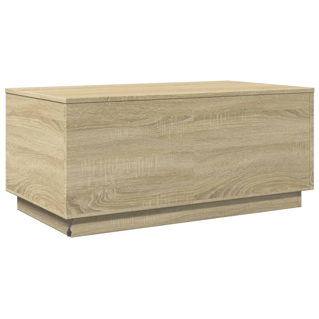 Tavolino da Soggiorno con Luci LED Rovere Sonoma 90x50x40 cm | homemem39