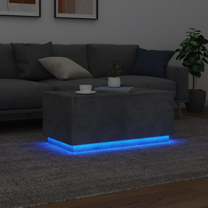 Tavolino da Soggiorno con Luci LED Grigio Cemento 90x50x40 cm | homemem39