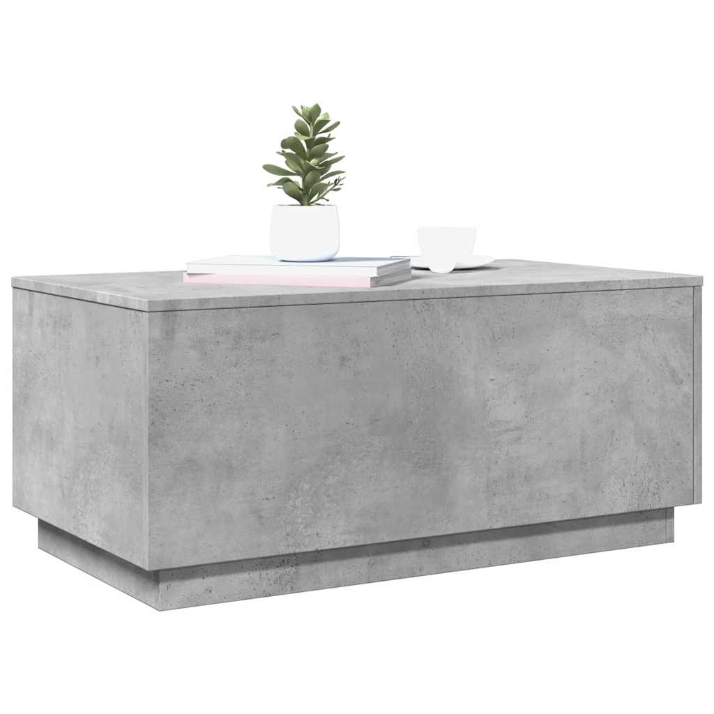 Tavolino da Soggiorno con Luci LED Grigio Cemento 90x50x40 cm | homemem39
