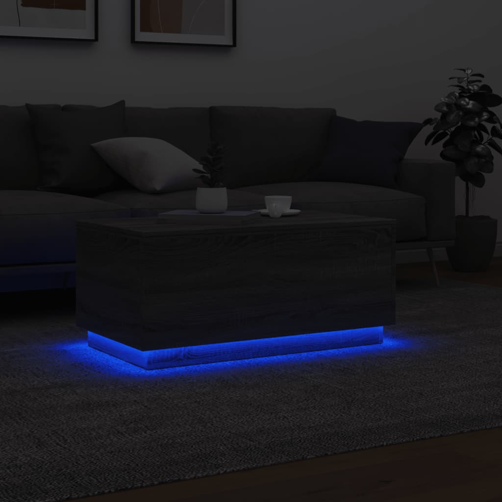 Tavolino da Soggiorno con Luci LED Grigio Sonoma 90x50x40 cm | homemem39