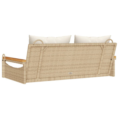 Panchina a Dondolo con Cuscini Beige 109x62x40 cm in Polyrattan