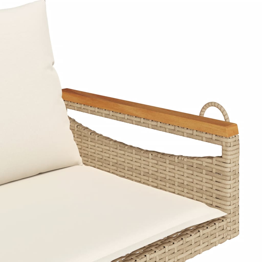 Panchina a Dondolo con Cuscini Beige 109x62x40 cm in Polyrattan