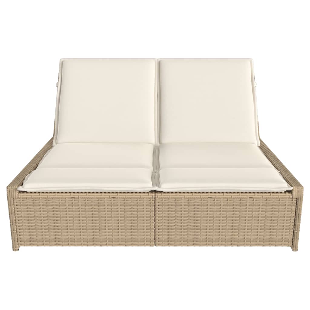 Lettino Prendisole con Cuscini Beige in Polyrattan - homemem39