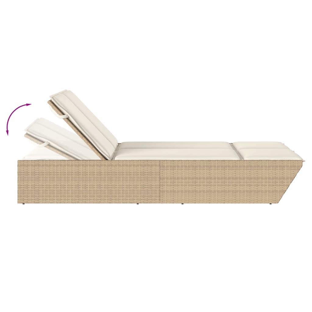 Lettino Prendisole con Cuscini Beige in Polyrattan - homemem39