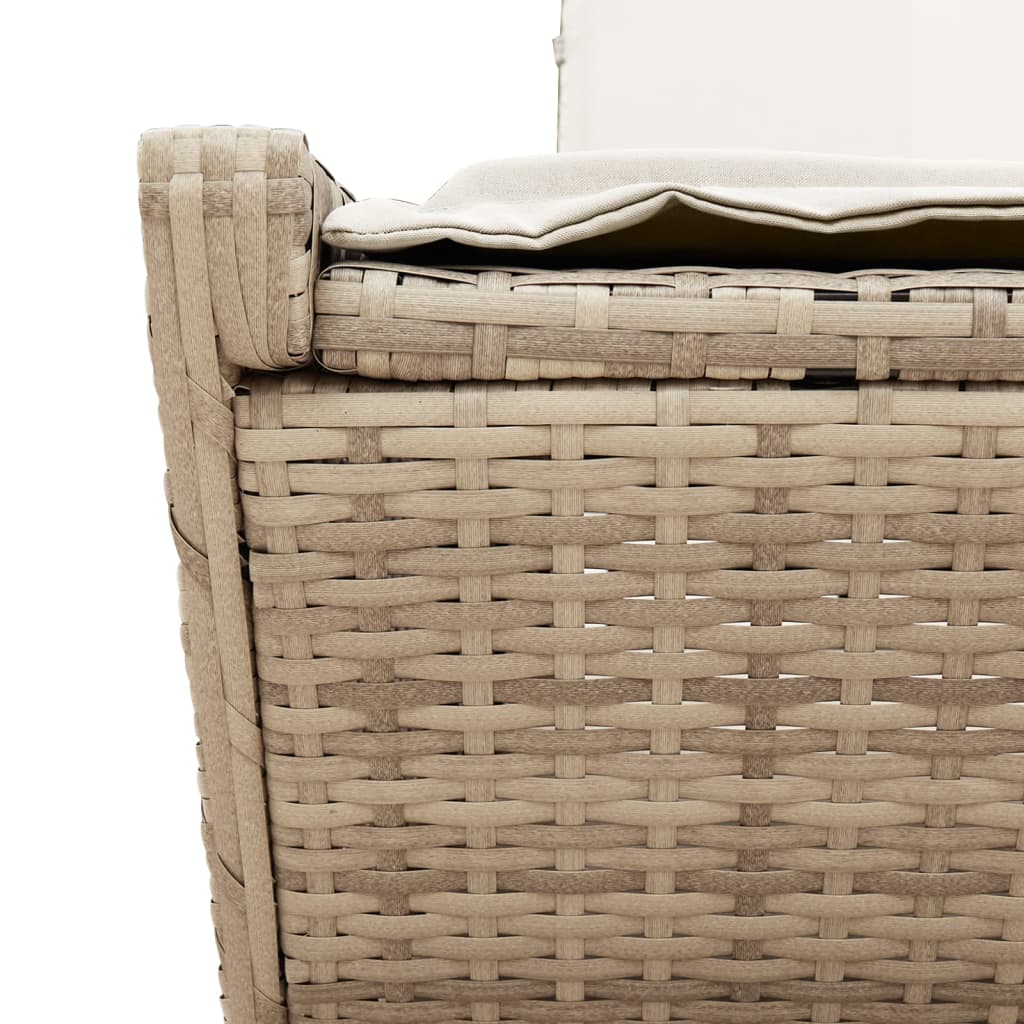 Lettino Prendisole con Cuscini Beige in Polyrattan - homemem39