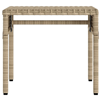 Lettino Prendisole con Baldacchino e Tavolino Beige Polyrattan