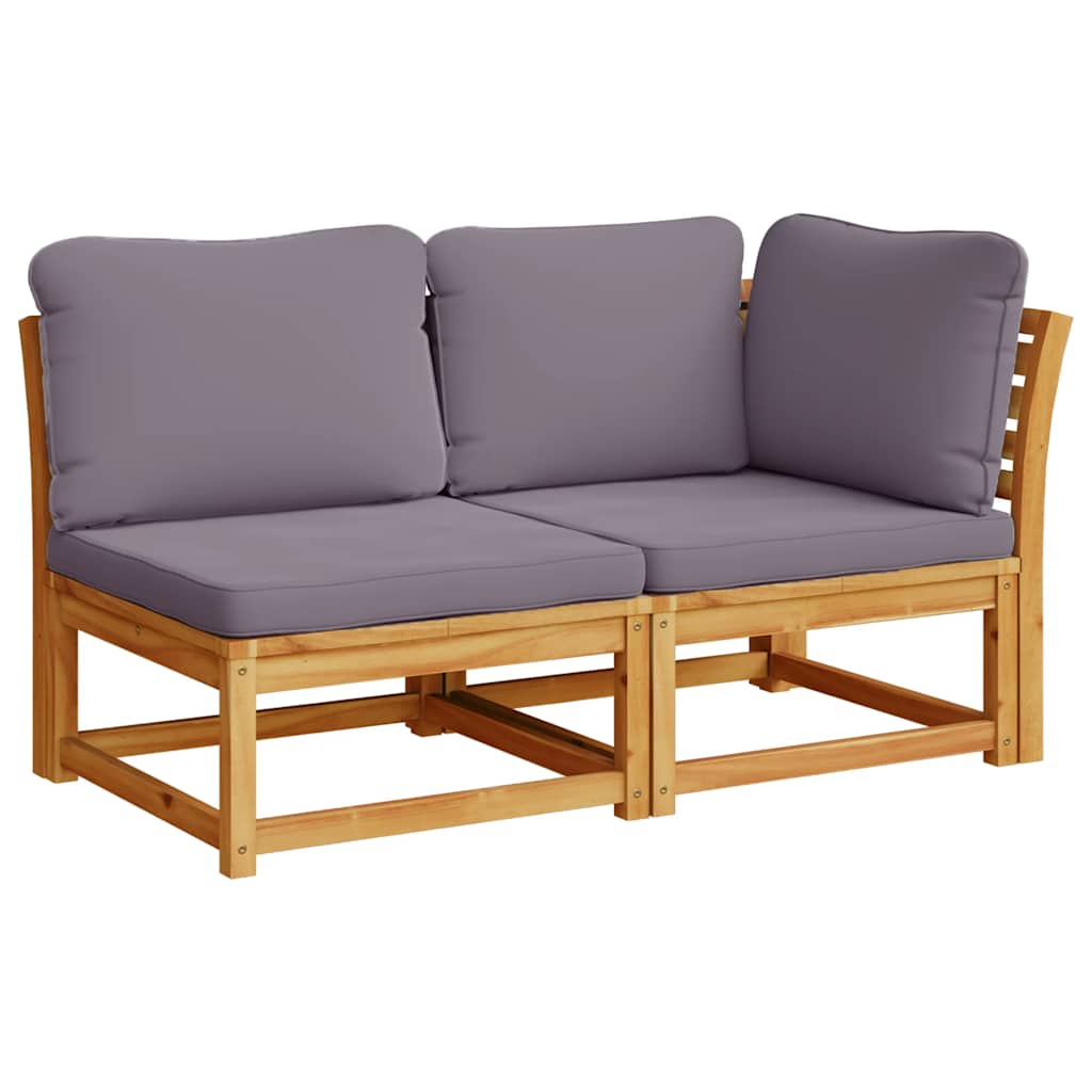 Set Salotto da Giardino 2 pz con Cuscini Legno Massello Acacia