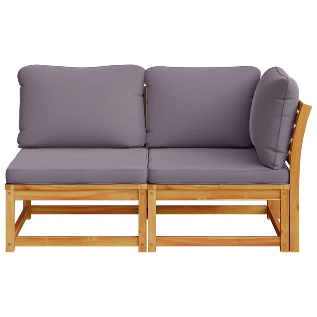 Set Salotto da Giardino 2 pz con Cuscini Legno Massello Acacia