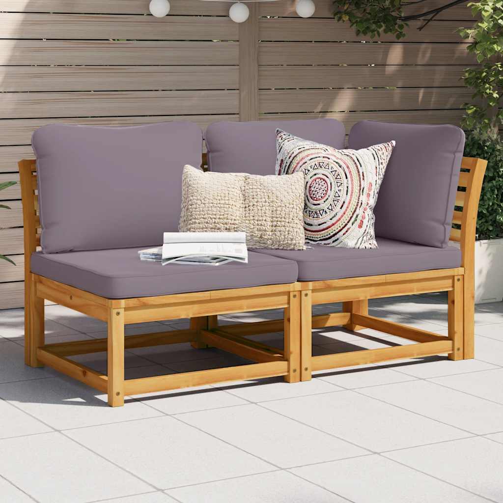 Set Salotto da Giardino 2 pz con Cuscini Legno Massello Acacia