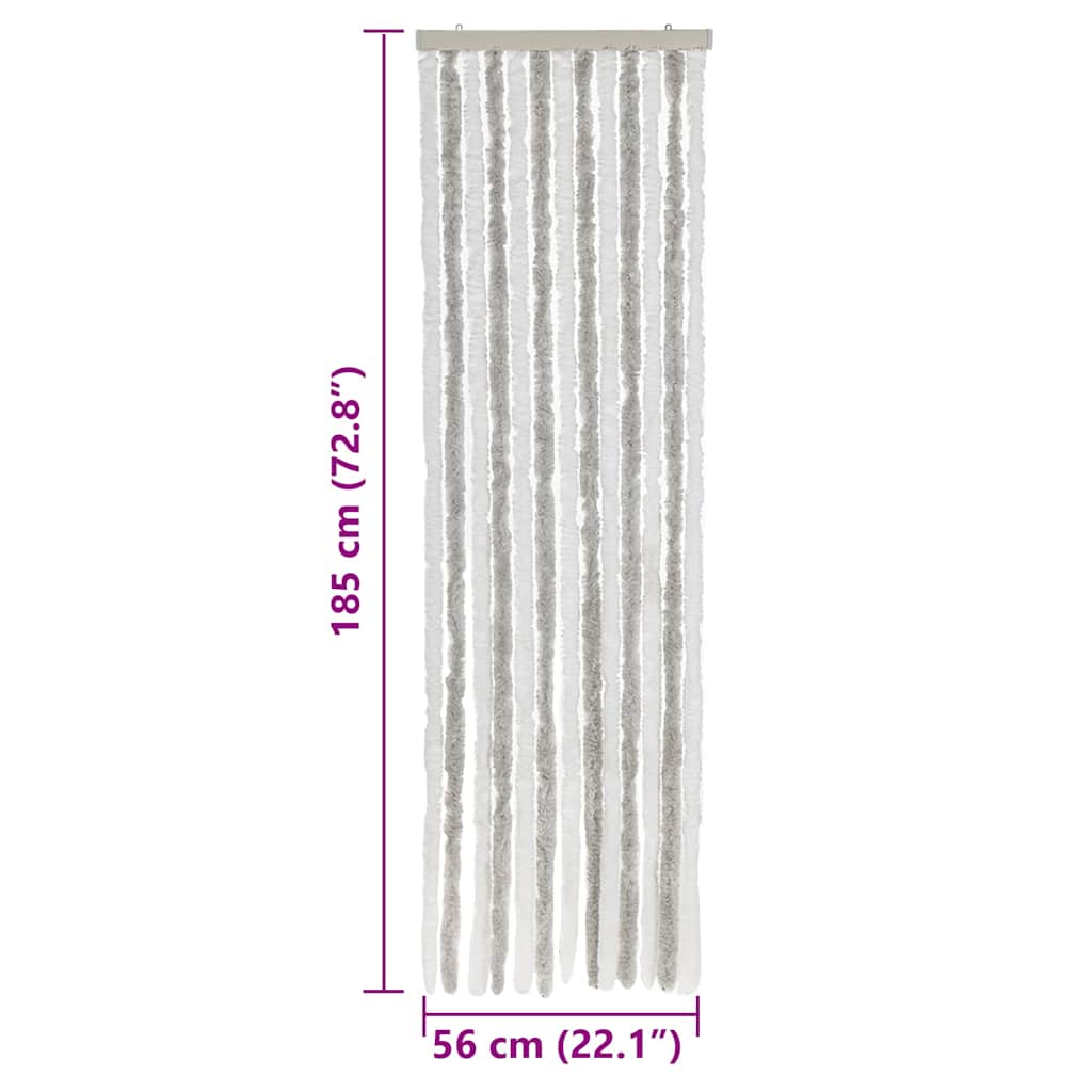 Tenda Antimosche Grigio Chiaro e Bianco 56x185 cm in Ciniglia