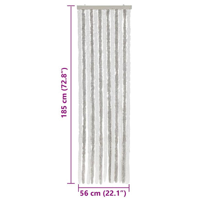 Tenda Antimosche Grigio Chiaro e Bianco 56x185 cm in Ciniglia