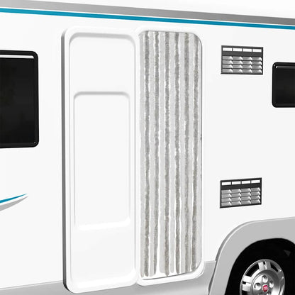 Tenda Antimosche Grigio Chiaro e Bianco 56x185 cm in Ciniglia