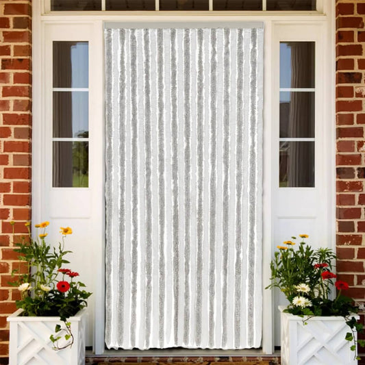 Light Gray and White Fly Curtain 100x230 cm in Chenille