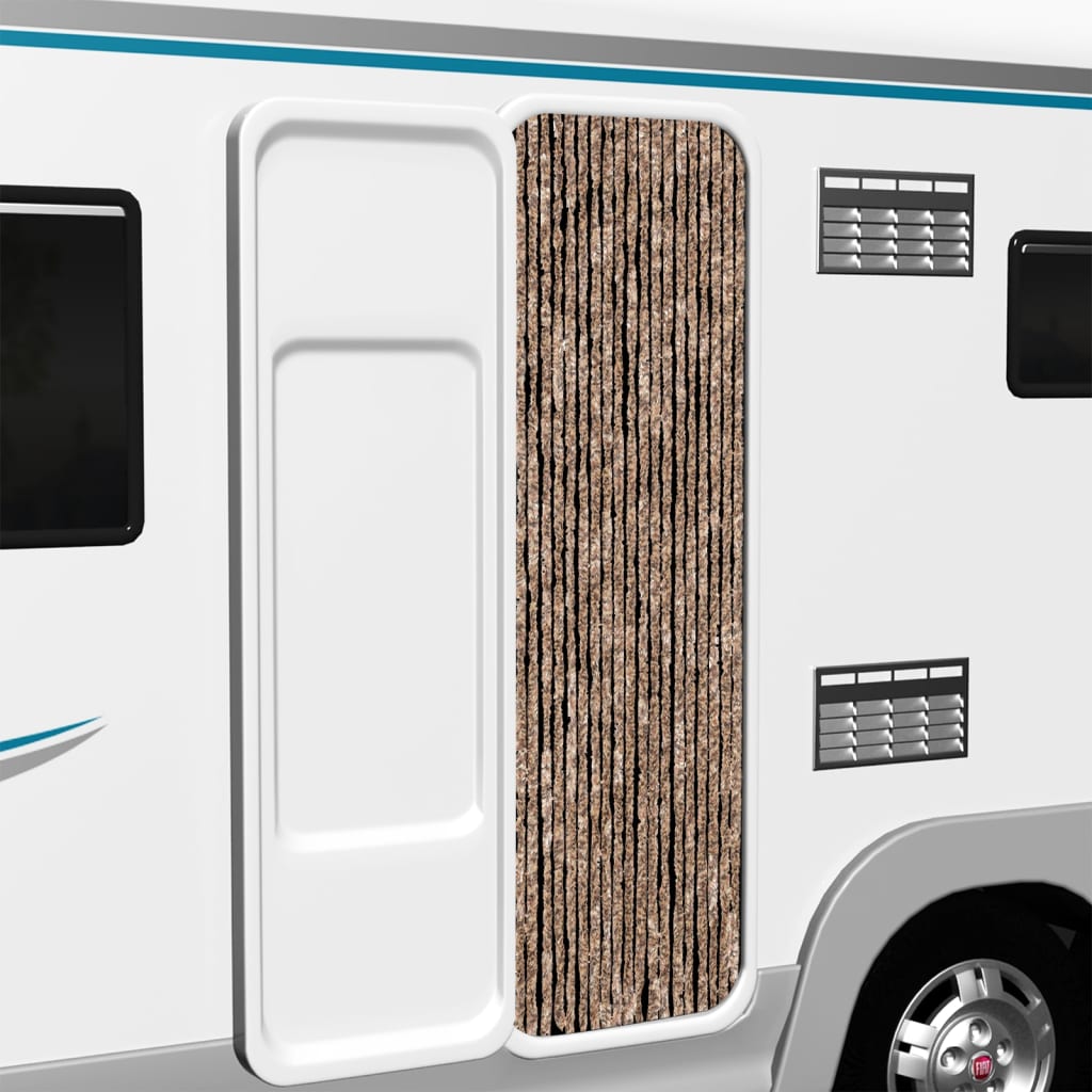 Tenda Antimosche Beige e Marrone Scuro 56x185 cm in Ciniglia - homemem39