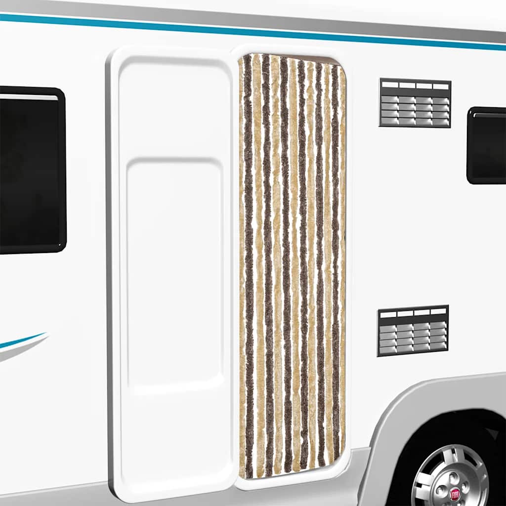 Tenda Antimosche Marrone Scuro e Beige 56x200 cm in Ciniglia