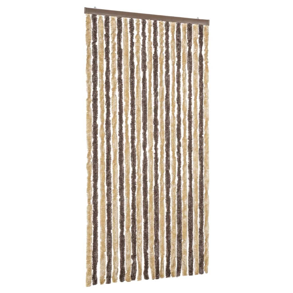 Tenda Antimosche Marrone Scuro e Beige 90x200 cm in Ciniglia