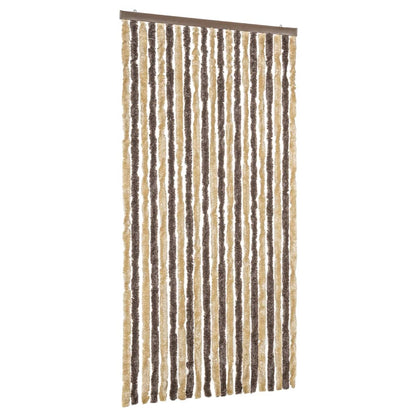 Tenda Antimosche Marrone Scuro e Beige 90x200 cm in Ciniglia