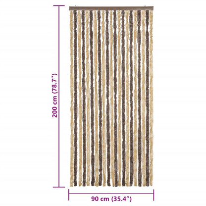 Tenda Antimosche Marrone Scuro e Beige 90x200 cm in Ciniglia