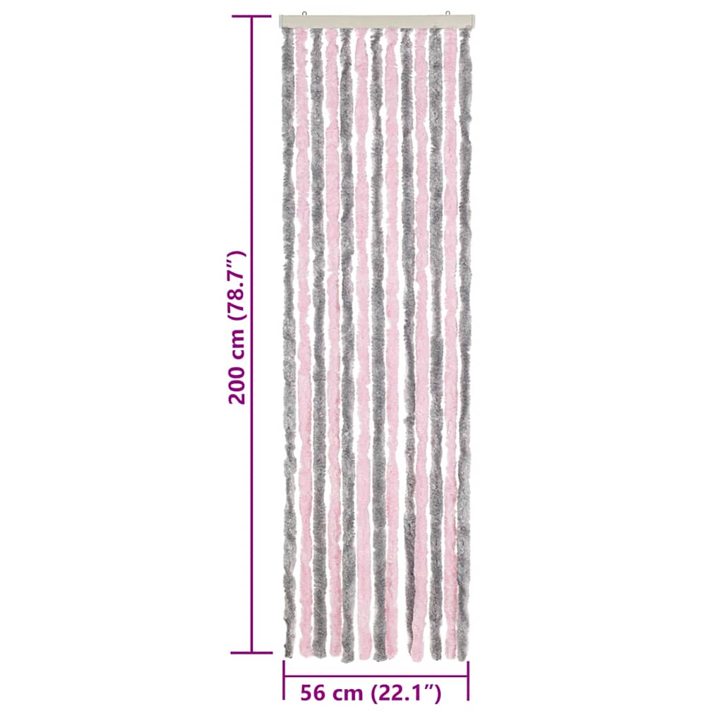 Tenda Antimosche Grigio Argento e Rosa 56x200 cm in Ciniglia | homemem39