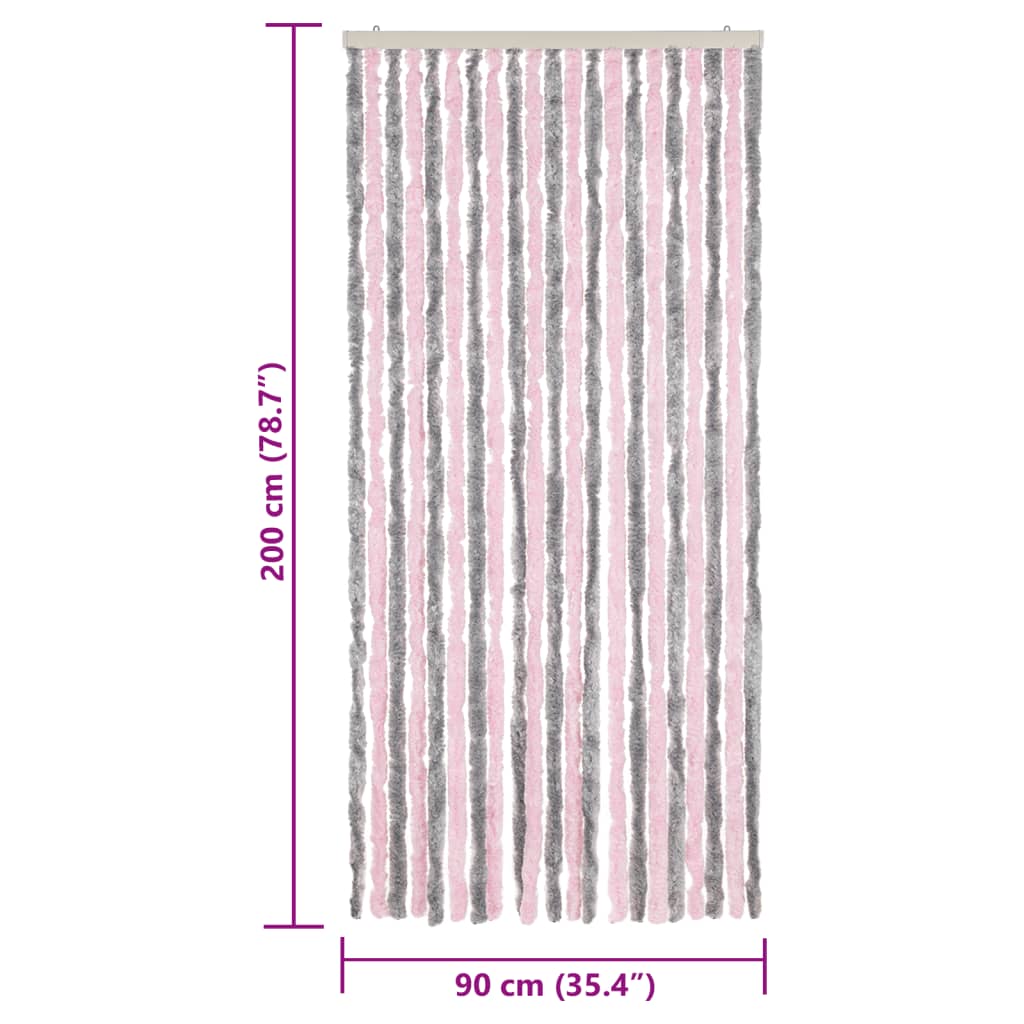 Tenda Antimosche Grigio Argento e Rosa 90x200 cm in Ciniglia | homemem39