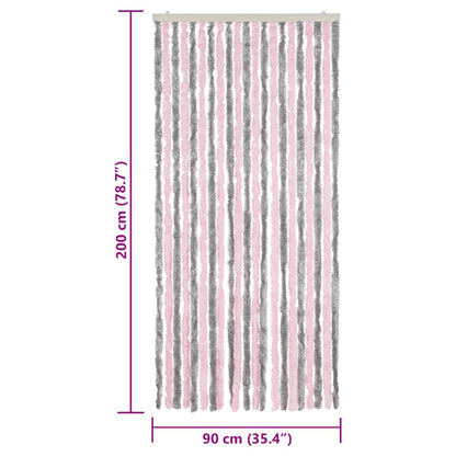 Tenda Antimosche Grigio Argento e Rosa 90x200 cm in Ciniglia | homemem39