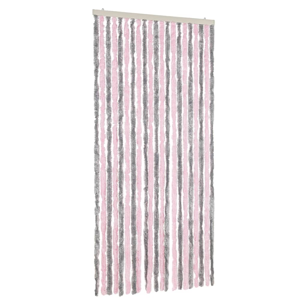 Tenda Antimosche Grigio Argento e Rosa 90x220 cm in Ciniglia