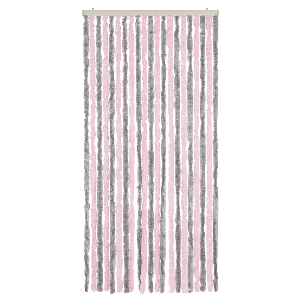 Tenda Antimosche Grigio Argento e Rosa 90x220 cm in Ciniglia