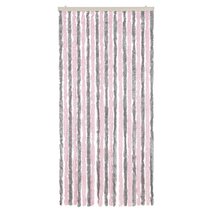 Tenda Antimosche Grigio Argento e Rosa 90x220 cm in Ciniglia