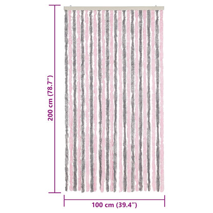 Tenda Antimosche Grigio Argento e Rosa 100x200 cm in Ciniglia | homemem39