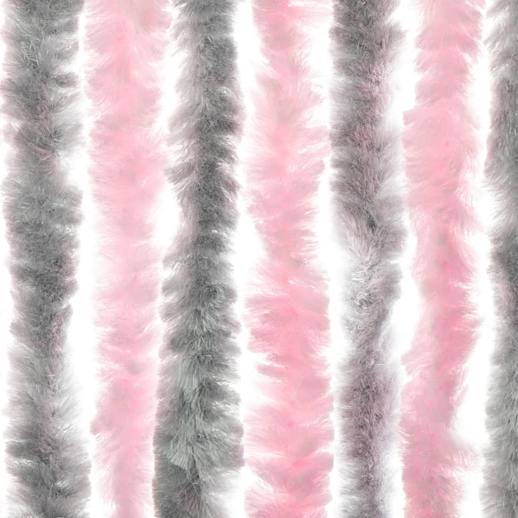 Tenda Antimosche Grigio Argento e Rosa 100x220 cm in Ciniglia | homemem39