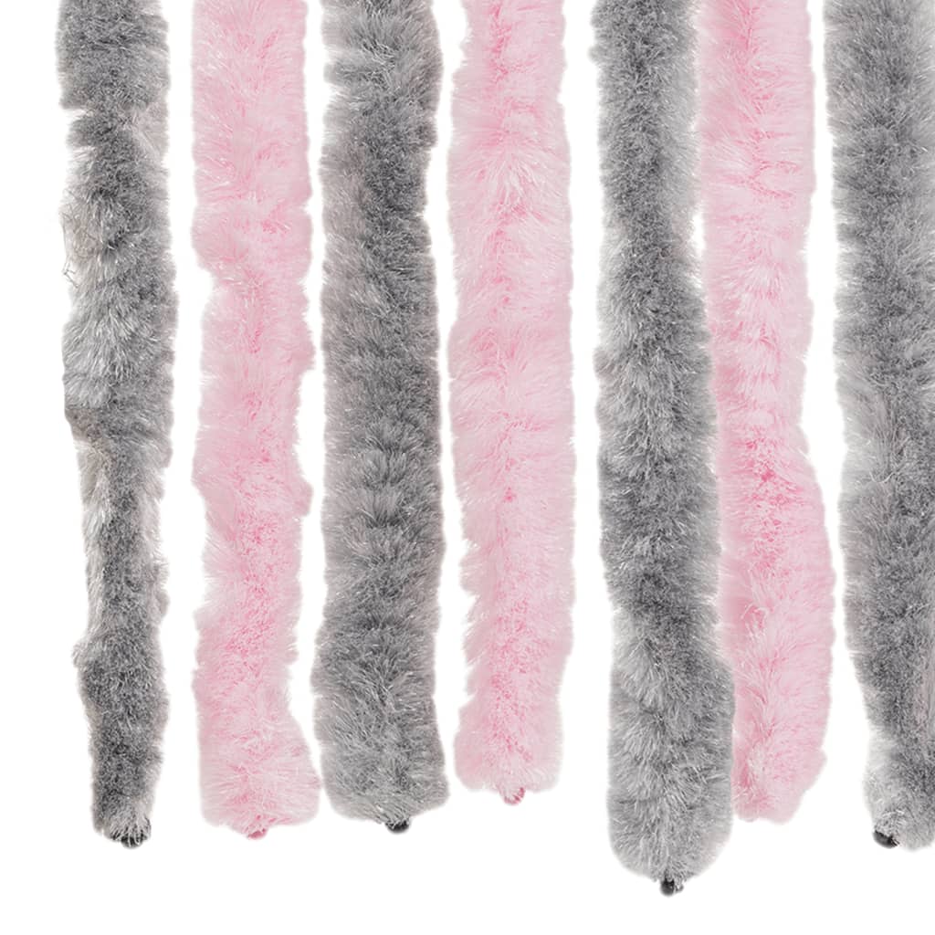 Tenda Antimosche Grigio Argento e Rosa 100x220 cm in Ciniglia | homemem39