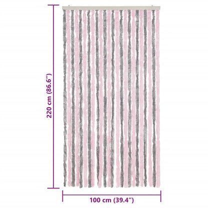 Tenda Antimosche Grigio Argento e Rosa 100x220 cm in Ciniglia | homemem39