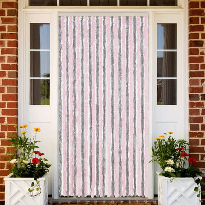 Tenda Antimosche Grigio Argento e Rosa 100x220 cm in Ciniglia | homemem39