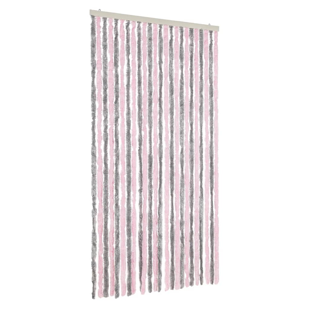 Tenda Antimosche Grigio Argento e Rosa 100x230 cm in Ciniglia - homemem39