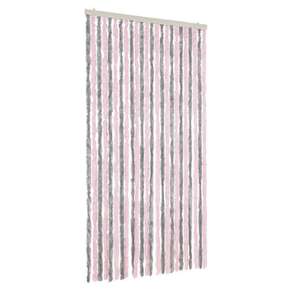 Tenda Antimosche Grigio Argento e Rosa 100x230 cm in Ciniglia - homemem39