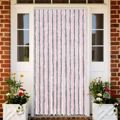Tenda Antimosche Grigio Argento e Rosa 100x230 cm in Ciniglia - homemem39